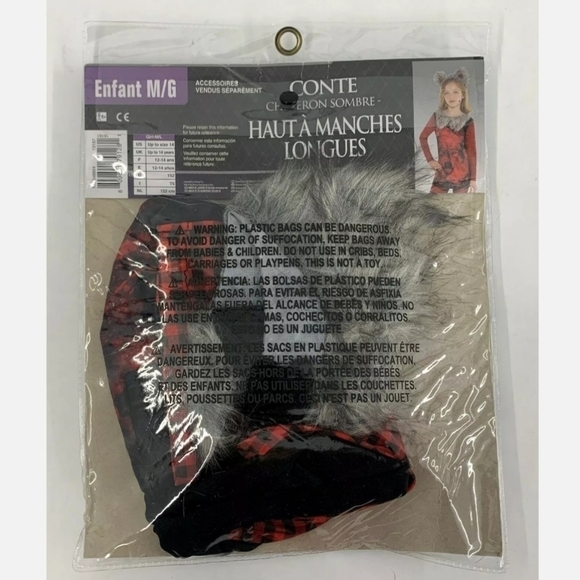 NWT Storybook Dark Riding Hood Long Sleeve Top Child M/L Wolf Halloween Costume - Picture 3 of 7